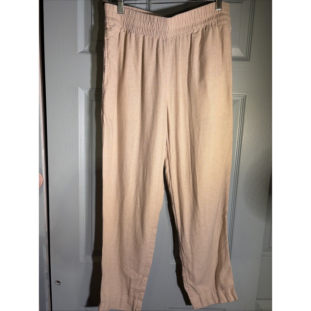 Old Navy Women's  Straight Leg Linen Blend Pants Size Medium. Beige. Boho.